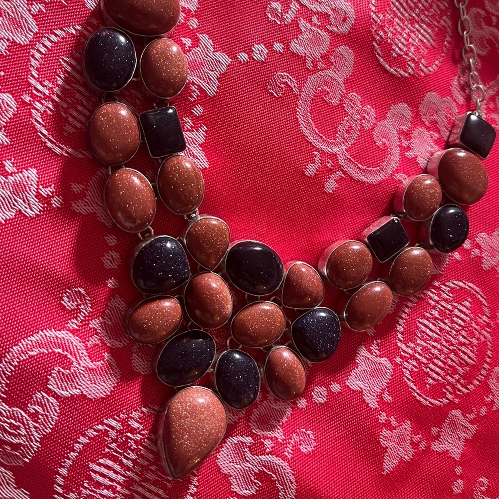 NEW Genuine Stone & Silver Necklace